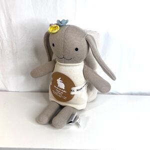 Buddy Set NWT Knitted Stuffed Bunny Rabbit w/ Blanket Made in India Nursery Baby